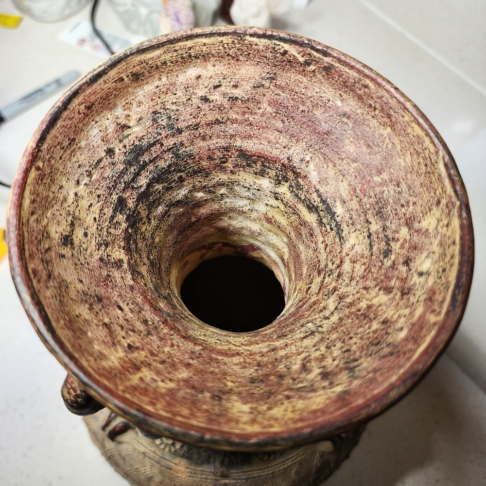Vintage Tribal Style Ceramic Red Clay Vase. Pottery Decorative Vase - Picture 6 of 9